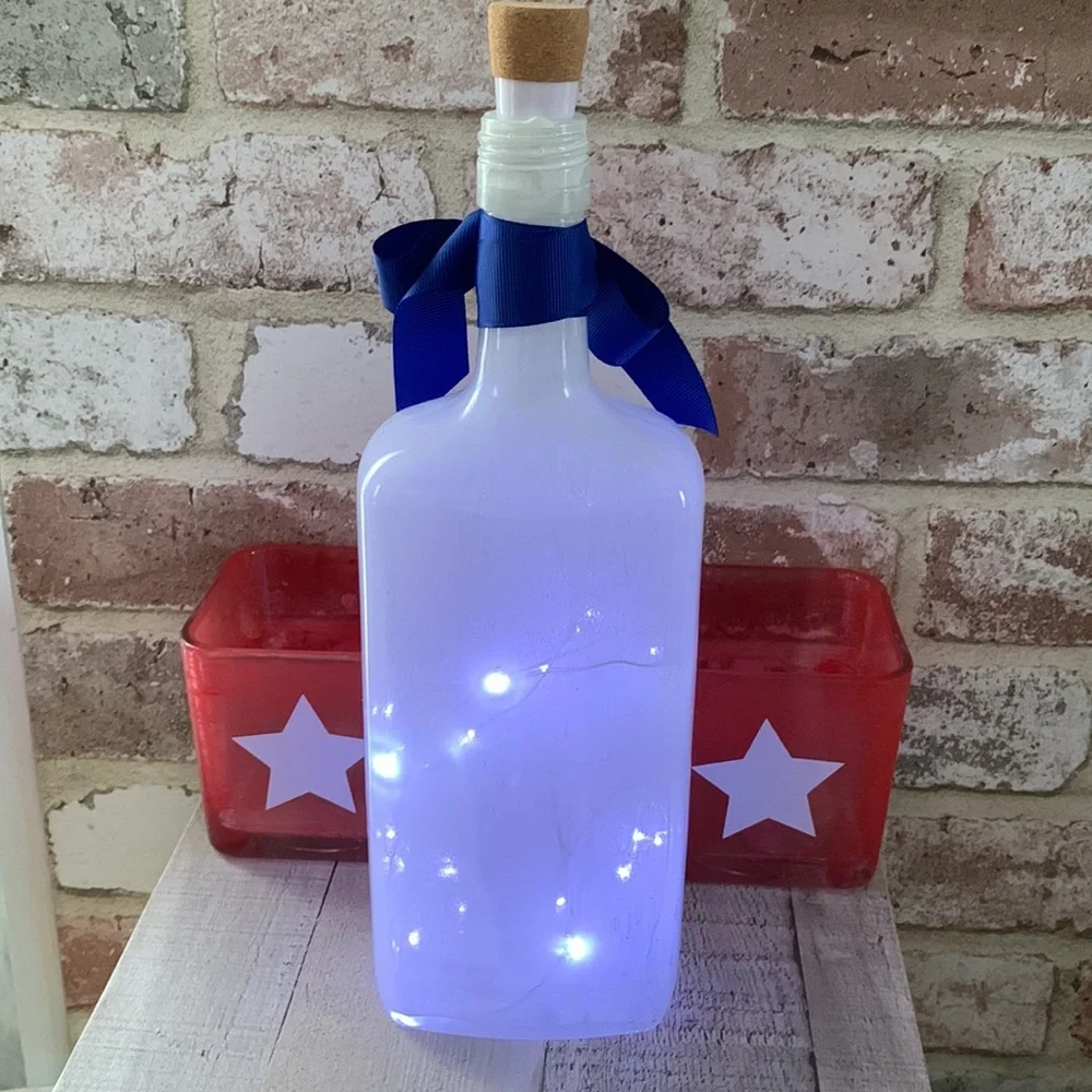 Hand Crafted Patriotic Eagle Lighted Bottle